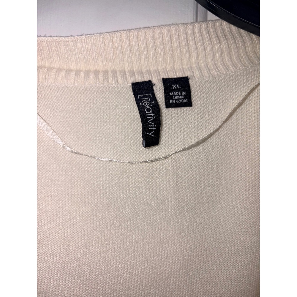 Relativity Womens Cream Open Front Draped Shrug Ruched Short Sleeve Cardigan XL - Picture 4 of 5